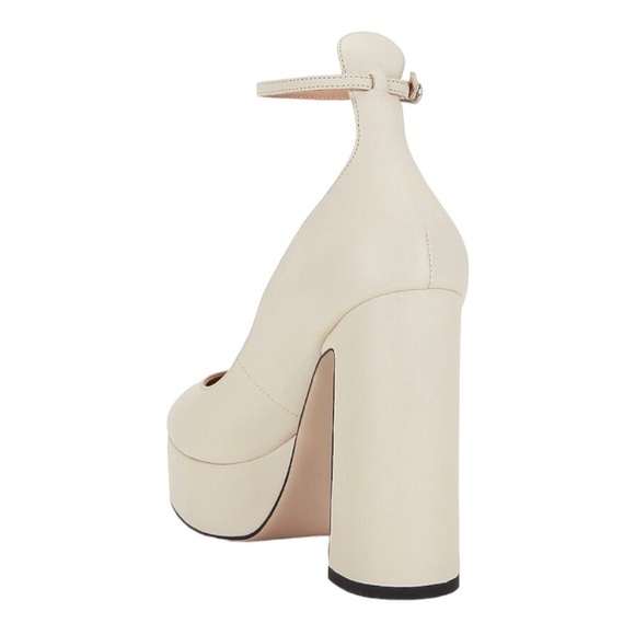 NEW Lola Cruz Norther Platform Pump Block Heel Round Toe Cream Leather Size 36 - Picture 13 of 14